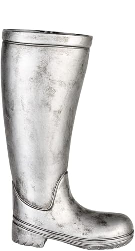 Casablanca Deko Schirmständer aus Keramik mit Wasserauffangschale - Regenschirmständer Farbe: Silber - Höhe 45 cm