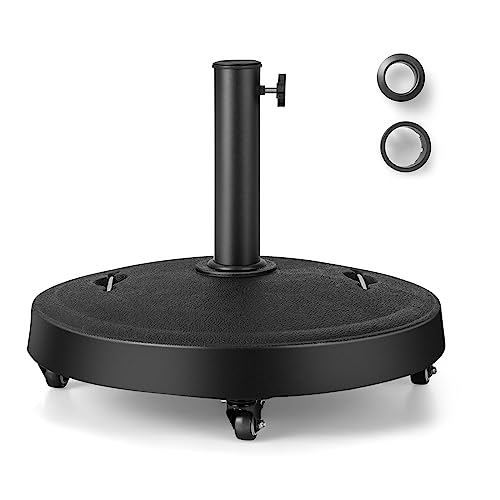 GOPLUS Sonnenschirmständer mit Rollen, Schirmständer für Schirmstöcke 38mm / 48mm, Sonnenschirm Ständer ? 52cm, Sonnenschirm Fuß 23kg, Marktschirmständer Balkonschirmständer schwarz