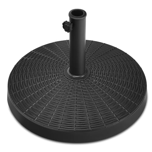 COSTWAY Sonnenschirmständer 22 kg, Schirmständer aus Kunstharz in Rattanoptik, runder Balkonschirmständer, Marktschirmständer, Sonnenschirm Ständer für Schirmstangen von 38/48 mm
