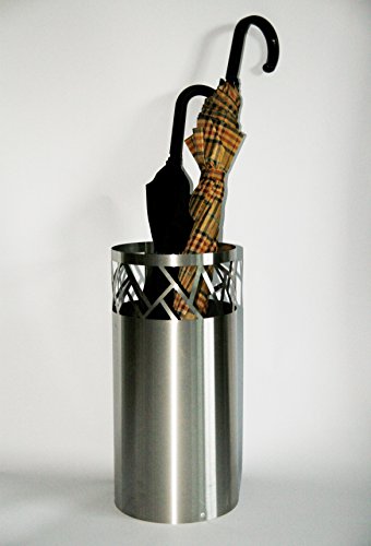 Regenschirmständer Design Fence, 49 x Ø 22,5 cm, Edelstahl mattiert, Marke: Szagato, Made Germany (Schirmständer, Schirmhalter, Regenschirmhalter gebürstet)