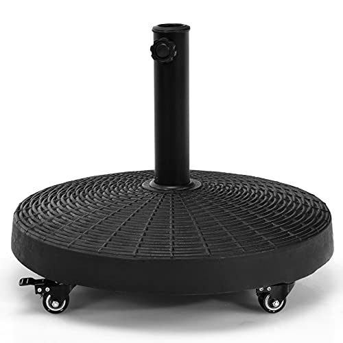 COSTWAY 23 kg Sonnenschirmständer mit Rollen, ?52cm Schirmständer für Schirmstangen von 38/48 mm, Marktschirmständer rund, Balkonschirmständer, Sonnenschirmfuß für Garten, Balkon