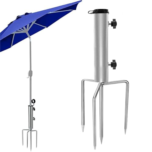 Sonnenschirmständer Mit Rasendorn Erdspieß Sonnenschirm Schirmständer Strand Abnehmbarer Sonnenschirmhalter Erdspieß Sonnenschirm Mit 4 Heringen für Fahne/Außenpark, für Angeln, Strand, Rasen