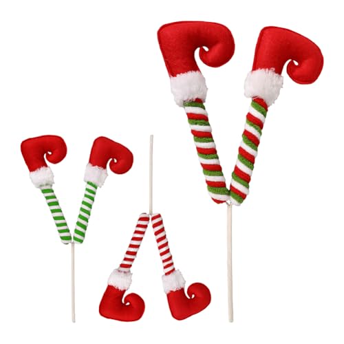 Générique Weihnachtsbaumständer, Füße für Weihnachten, Baumspitze mit kleinen Beinen, Baumschmuck mit 3 Fäden, gestreifte Plüsch-Beinspikes für Party