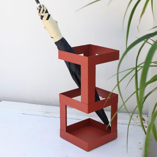 RuiYiL Schirmständer aus Metall im Vintage-Stil, schlicht und modisch, große Kapazität, platzsparend, geeignet für Zuhause, Büro, Eingang