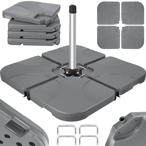 KESSER® Sonnenschirmständer 4 teilig Schirmgewicht Schirmständer für Ampelschirm Bodenkreuz 60 Liter / 80 kg befüllbar Wasser oder Sand Inkl. Metallverbinder Ampelschirmständer Kunststoff,