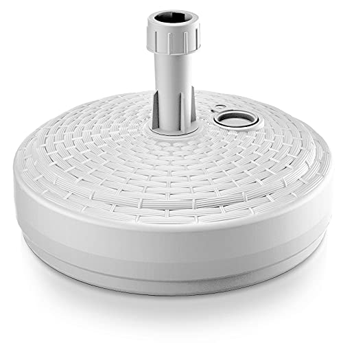 Deuba® Sonnenschirmständer Poly Rattan Rund bis Ø 26 mm Mast Befüllbar Sonnenschirm Schirmständer Ständer Gartenschirm Balkon Terrasse Garten Weiß