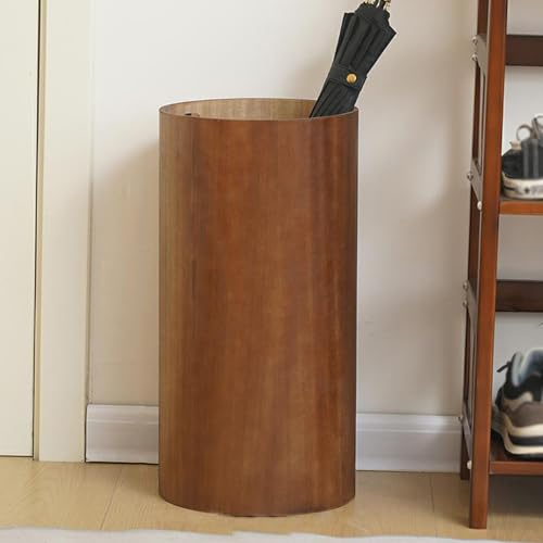 XAXIAOZ Vintage-Schirmständer aus Holz mit Abtropfschale, zylindrischer Schirmhalter im Retro-chinesischen Stil für den Eingangsbereich im Innenbereich oder die gewerbliche Nutzu