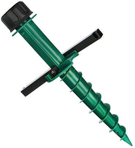 com-four® Sonnenschirmhalter zum Eindrehen - Bodenhülse für den Garten - Standfuß für Schirme - Erdspieß - Leichter Schirmständer aus Kunststoff (grün)