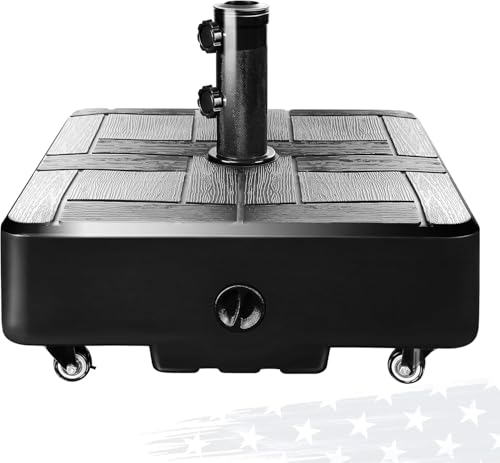 FRUITEAM Befüllbarer mobiler Schirmständer, 45,4 kg, für Terrassenschirm, strapazierfähig, Kunststoffsockel, Wasser und Sand gefüllter Schirmständer 4, leicht zu bewegen