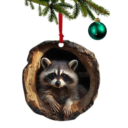 Weihnachten Acryl Tier Dekor, Weihnachten Acryl Eule Ornament 2D Anhänger Wohnzimmer Schlafzimmer Garten Saisonale Dekoration für Weihnachtsbaum Decke