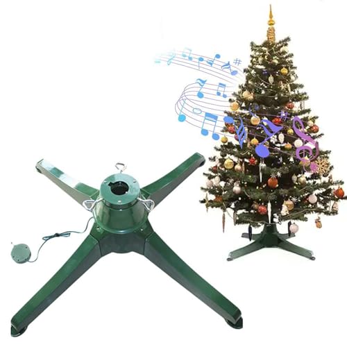 Elektrischer Weihnachtsbaumständer mit drehbarem Sockel, Hirschlaterne & Musik, Fernbedienung für bis zu 2,4 m Bäume – perfekt für Feiertagsdekorationen