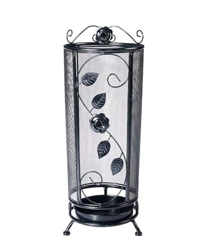 QHLMLL Schirmständer, runder Schirmständer aus Eisen mit Edelstahl-Chassis, Schirmhalter, Home Storage Rack-Korridor für die Innen-, Außen- und Innendekoration