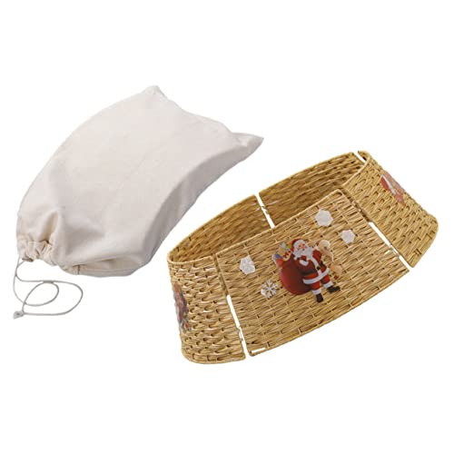 1 Set Rattan-Weihnachtsbaumzaun , Weihnachtsdekoration, gewebte Körbe, Weihnachtsdekoration, Feiertagsrock, Dekoration, Rattan-Weihnachtsbaumrock , Weihnachtsbaumkragen, Ring, Baumständer, Eisen/348 ( C