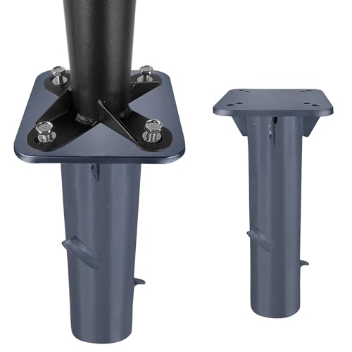 SUBTLETY Universal Bodenplatte für Sonnenschirm Garten Schirmständer Metall Sonnenschirmständer Bodenanker Erdspieße Bodenhülse für Kurbelschirm Ampelschirm (Dunkelgrau, 2 Stück)