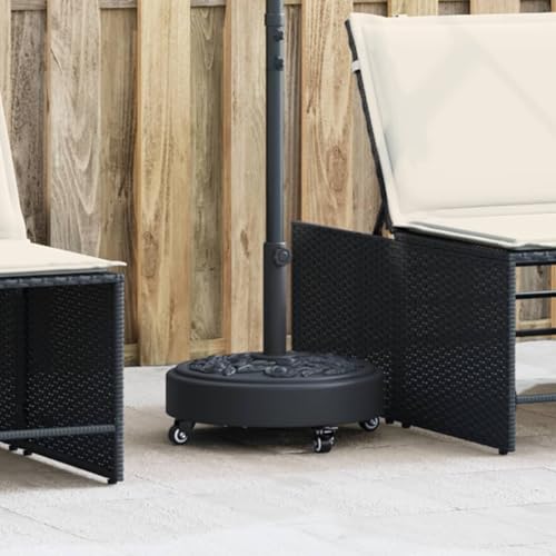 Gecheer Sonnenschirmständer mit Rollen, Standfuß mit Spannknopf, für Ø38/48 mm Mast, 27 kg Rund, für Garten und Balkon