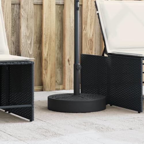 Teenpull Sonnenschirmständer 25 kg Rund, mit Beton gefüllter PE-Fuß, für Ø38/48 mm Mast, Outdoor Patio Schirmständer mit Rattan-Muster, Schwarz, Garten & Balkon