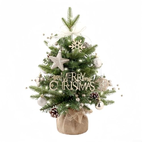 Gdfnmogo Künstlicher Weihnachtsbaum, 49,8 cm Desktop Grün PVC Drehbare Spieluhr Tischplatte Urlaub Dekoration DIY Ornamente Festlich Home Office Display