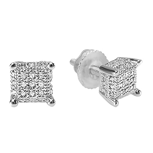 0,30 Karat (ctw) Sterling Silber Diamant weiß ICE CUBE WÜRFEL Form Herren Hip Hop Ohrstecker by dazzlingrock Collection