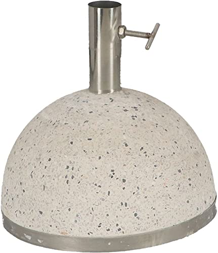 Esschert Design Sonnenschirmständer Granito 11,5 kg Ø25,5 cm Weiß anpassbare Edelstahl-Masthalterung 19-36 mm Robustes Design mit Wasserablauf