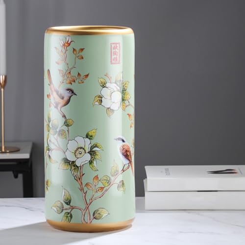 Gewerblicher Vintage-Schirmständer aus Keramik, handappliziert, chinesischer Schirmhalter mit großem Fassungsvermögen, Schirmaufbewahrungseimer für den Eingangsbereich (C)