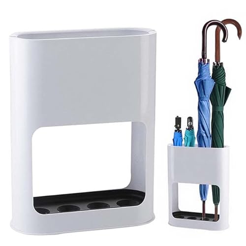 Schirmständer, Regenschirmständer mit Abnehmbarer Abtropfschale, 22 x 9 x 28 cm Regenschirmständer 4 Slots, Eingangsbereich Schirmständer, Minimalistisches Regenschirmhalter für Innendekoration, Weiß