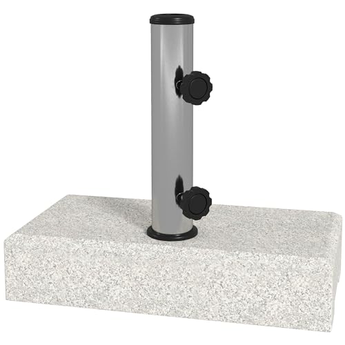 Outsunny Sonnenschirmständer aus Granit 25 kg Ampelschirmständer Schirmständer Schirmhalter, Schirmgewicht, Ständer für Sonnenschirm 32/38/48mm Rohrdurchmesser, für Balkon, Terasse, Garten, Grau