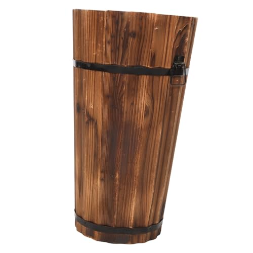 Ciieeo Carbonisiertes Holz Regenschirmständer Großes Vintage Schirmständer Eimer Für Eingangsbereich Flur Büro Robust Platzsparend Zur Aufbewahrung Mehrerer Regenschirme