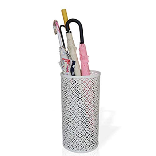 Moderner Schirmständer aus weißem Metall, stilvolle Halterung für den Eingangsbereich, rundes Design für Gehstöcke und Gehstöcke, 24 x 24 x 48 cm