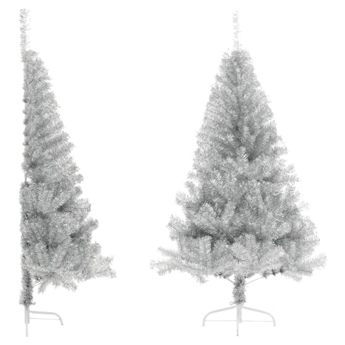 Furniture Item home Künstlicher halber Weihnachtsbaum mit Ständer silber 180 cm PET-Möbel
