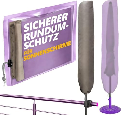 4smile Sonnenschirm Schutzhülle - Wetterfeste Schutzhülle für Schirm 2 m Ø / 2 m x 1,25 m - Strapazierfähige Sonnenschirmhülle, Polyester Schirmhülle, Abdeckung Sonnenschirm, Taupe