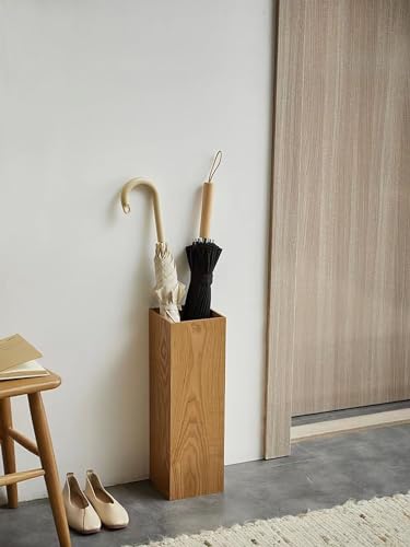 QHQQXN Schirmständer aus Holz für den Flur mit Abtropfschale für die Organisation zu Hause und im Wohnzimmer, braune Farbe, geeignet für Banken, Museen, Supermärkte und Kinos
