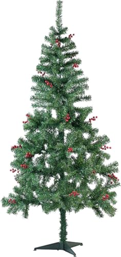 infactory Weihnachten Baum: Weihnachtsbaum mit roten Beeren, 180 cm, 364 Zweige, mit Ständer (Kuenstliche Weihnachtsbaeume, Kunsttannen)