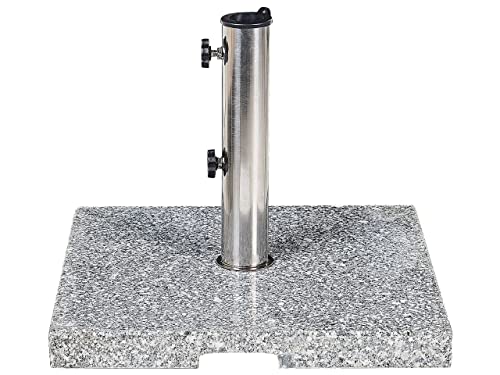 Beliani Sonnenschirmständer Granit/Edelstahl quadratisch grau 45 x 45 cm Modern Ceggia