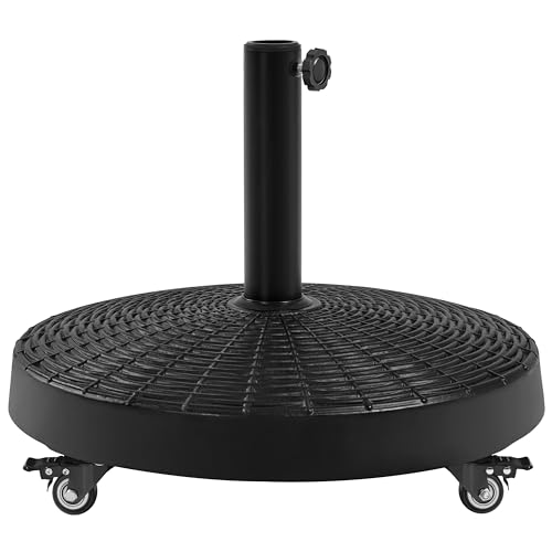 Yaheetech Sonnenschirmständer Rollen Rundes Schirmgewicht ? 52 cm Stabiler Schirmhalter für Garten/Balkon/Strand/Pool /Deck Schwarz Schwarz
