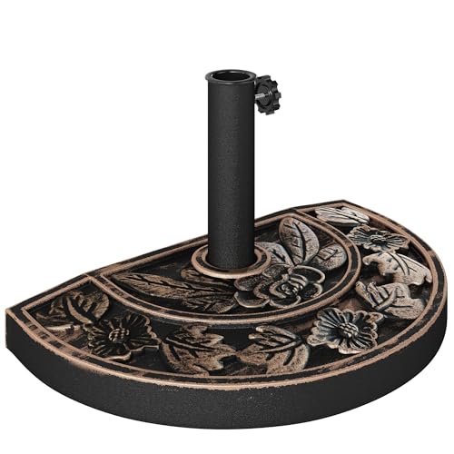 Outsunny Sonnenschirmständer aus Edelstahl Schirmständer mit Griffe, halbrund Schirmhalter, Schirmgewichtfür Sonnenschirm Ø3,8-Ø4,8 cm, für Balkon, Terasse, Garten, Bronze