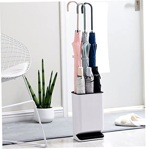 DierCosy Regenschirmhalter, 6 Gitter -Regenschirm -Ständer Rack mit Tropfschale, Regenschirmspeicherorgani sator, Regenschirm -Eimer für platzsparende (weiß)