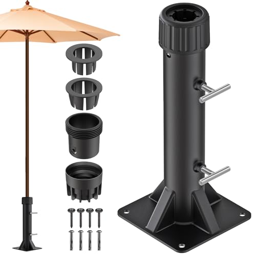 Lifeswell Robuster Sockel für Terrassenschirmständer, Außendeckhalterung für Stangen bis zu 2 Zoll, vollständig verschweißt, 4 Feste Hülsen, winddichtes Design für Terrasse, Balkon, Poolrand, Garten