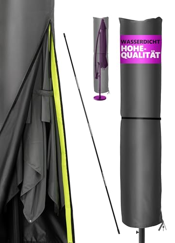 Menz Sonnenschirm Schutzhülle für 2 bis 4 m – 420D Oxford-Stoff Ampelschirm Schutzhülle, Wasserdicht, UV-beständig, Winddicht, Abdeckung für Garten, Anthrazit