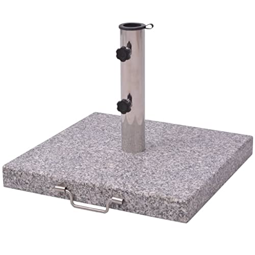CLALER eckig Sonnenschirmständer 45 x 45 cm 30kg, polierter Granit Schirmständer, Sonnenschirm Schirmfuß mit Griff und Rollen, Grau