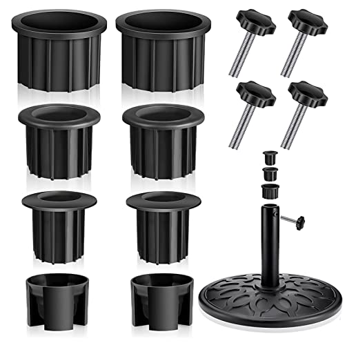 FZQBEY Sonnenschirmständer Reduzierringe Set, M8 Handschraube Sonnenschirm Zubehör, 32/38/48 mm Reduziereinsätze, Aufrechte Sonnenschirme Steckring aus Kunststoff, Gartenschirm Ersatzteile