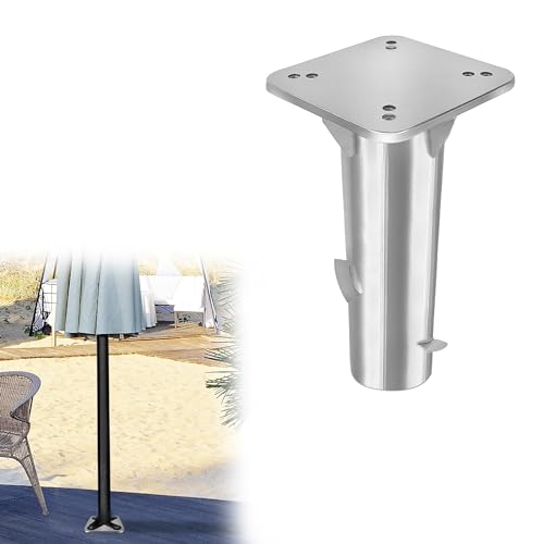 HENGMEI Metall Universal Bodenplatte Bodenhülse Sonnenschirmständer Sonnenschirmhalter Bodenanker Ampelschirm Ständer Schirmständer für Sonnenschirm (2 Stück, Silber)