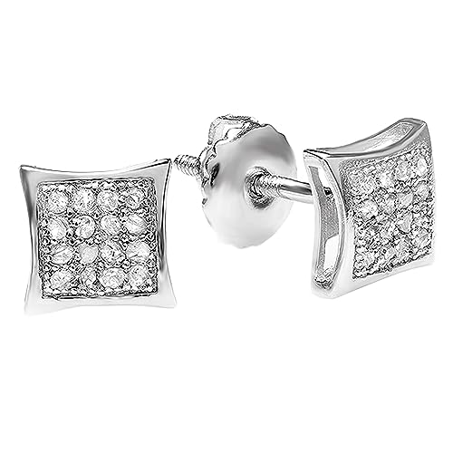 DazzlingRock Collection Herren 0,05 Karat (Ctw) Sterlingsilber Runden Weißen Diamanten Drachenform Hip Hop Gefror Ohrringe Bolzen