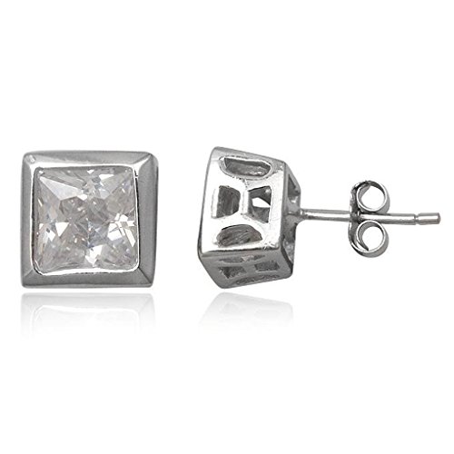 EYS JEWELRY Herren-Ohrstecker eckig 925 Sterling Silber Zirkonia 6 x 6 mm kristall-weiß Ohrringe