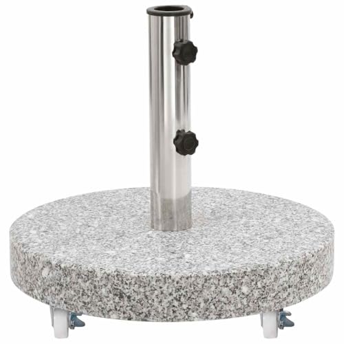 vidaXL Sonnenschirmständer mit 4 Rollen Schirmständer Sonnenschirm Schirm Ständer Schirmhalter Granitständer Granit 30kg Rund Grau