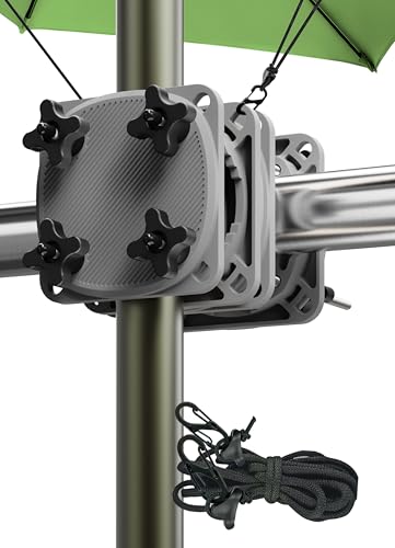4smile Sonnenschirm Halterung Balkon mit Windsicherung, Universelle Kurbel Schutzhülle Gartenschirm Sonnenschirmhalter, Robuste Schirmhalterung Balkongeländer als Sonnenschirmständer Balkon