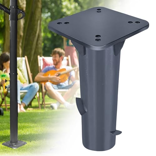 LZQ Sonnenschirmständer Metall Universal-Bodenplatte Bodenhülse für Garten und Terrasse Platzsparend Wetterfest und Robust, Dunkelgrau