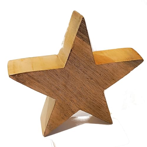 Holz Stern aus Mangoholz 15cm breit 4cm dick Weihnachten Dekoration Holzdeko Tischdekoration Holzstern #04