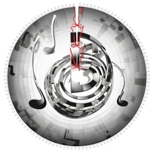 Weihnachtsbaumrock mit Musik-Notenschlüssel-Dru ck, mit Bommelbesatz, weiche Weihnachtsbaummatte, Weihnachtsbaumrock, Ornamente, Baumrock, Baumsockel, Abdeckung für Weihnachten, Urlaub, Party,