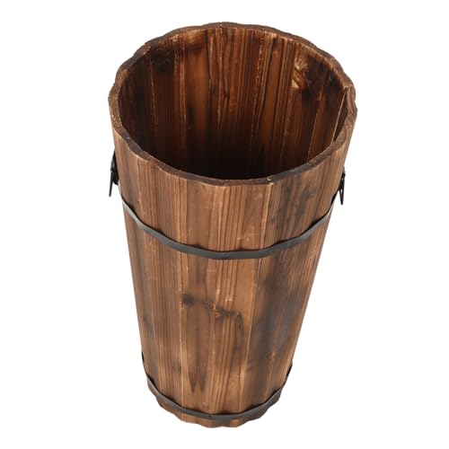 FUTUREORYY Schirmständer Holz Karbonisiert Vintage Regenschirm Aufbewahrungseimer Eingangsbereich Platzsparend Stabil