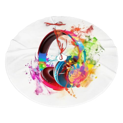 Weihnachtsbaumrock, 91,4 cm, bunte Musik, bedruckt, Weihnachtsbaumschmuck, Bauernhaus, Weihnachtsbaummatte für Weihnachten, Neujahr, Urlaub, Innen- und Außendekoration